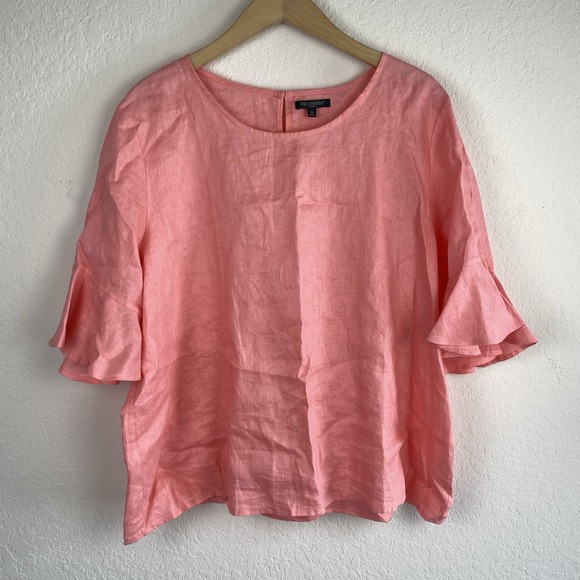 For Cynthia Tops - For Cynthia 1x 100% Linen Blouse Bell Sleeve Pink Beachy Lagenlook Ballet